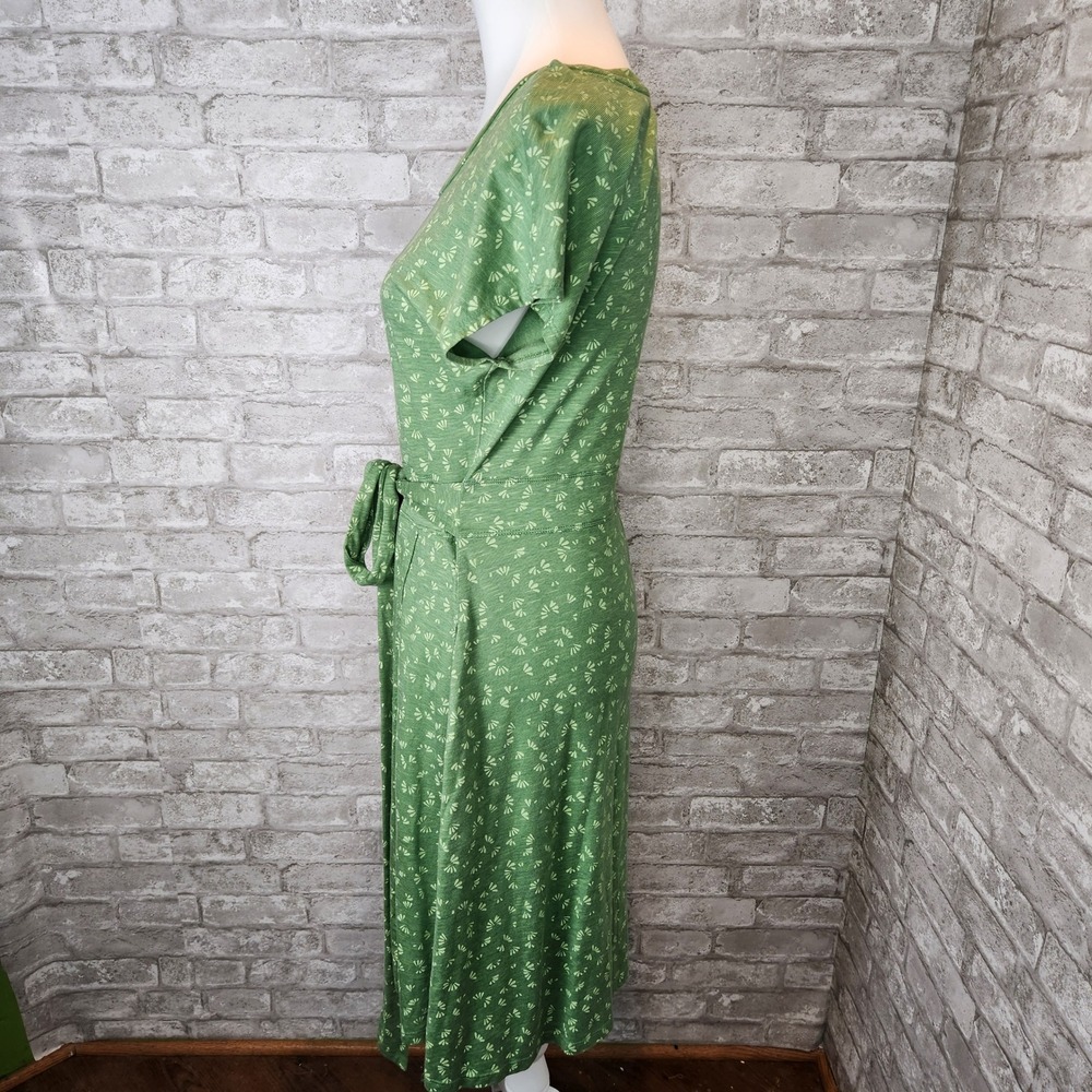 Toad&Co Dress Green Floral Tencel Organic Cotton Casual Belted Midi Medium - Picture 4 of 7